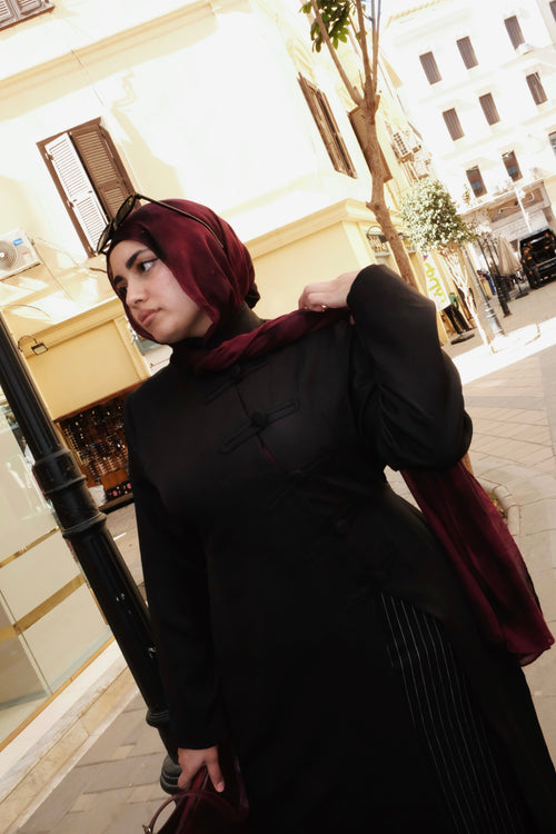 BLACK MANDARIN BLOUSE