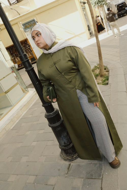 OLIVE MANDARIN BLOUSE