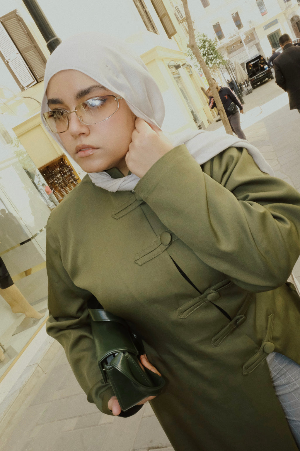 OLIVE MANDARIN BLOUSE