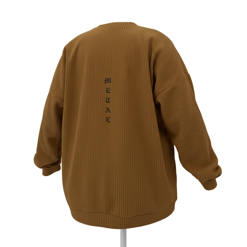 Ribbed Velvet Sweatshirt — [Color : TOFFEE]
