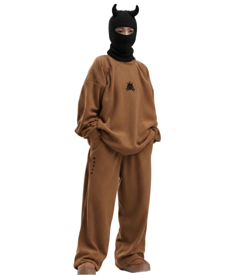 Ribbed Velvet Tracksuit — [color : TOFFEE ]