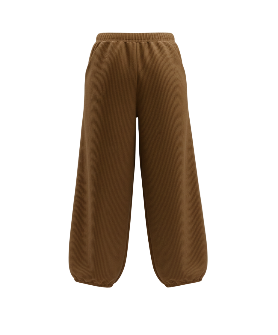 Ribbed Velvet Pants — [color : TOFFEE]
