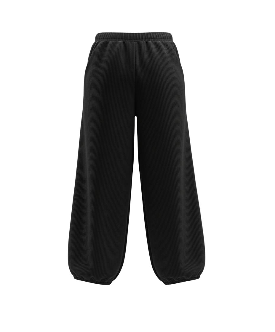 Ribbed Velvet Pants — [Color : BLACK ]