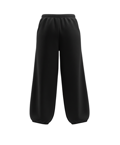 Ribbed Velvet Pants — [Color : BLACK ]
